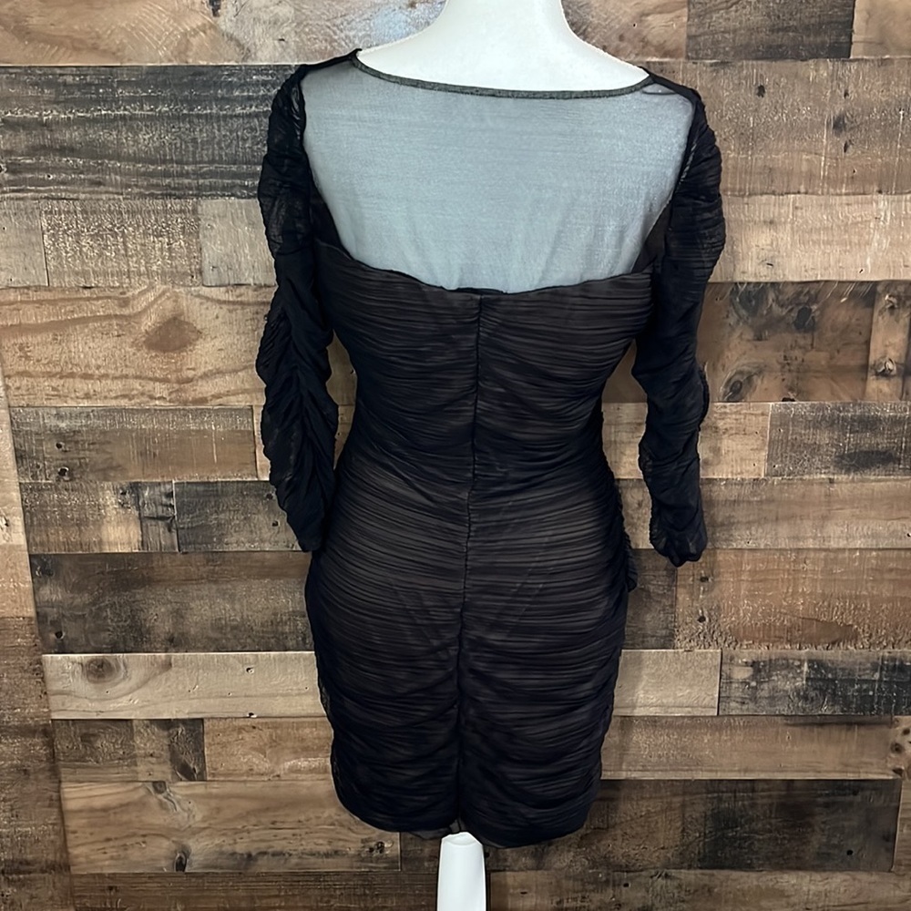 BCBG shirred black cocktail dress size Large Side Zipper Opening - Picture 4 of 6